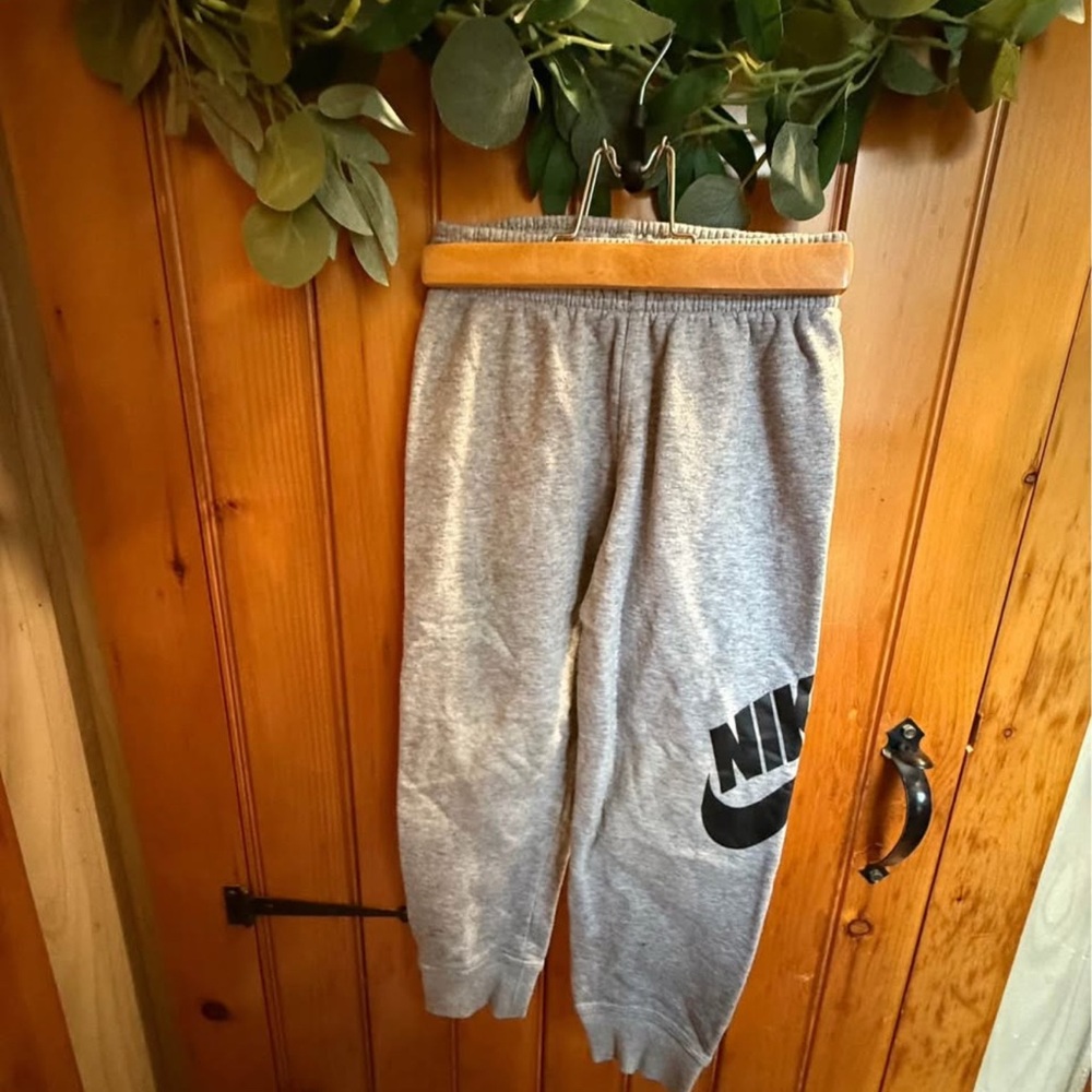 Nike Kids Gray Joggers with Black Logo